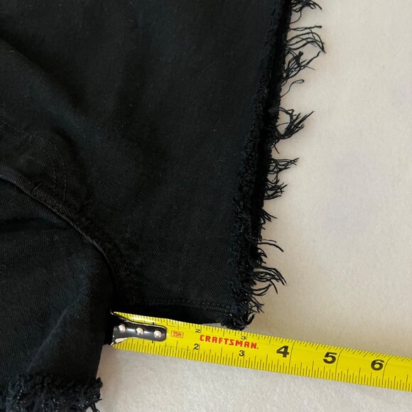 Levis 501 Women's Stretch Raw Hem Black Denim Shorts Size 30 Mid Rise Fly Button - Picture 10 of 11